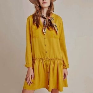 Anthropologie Maeve Marlie Drop Waist Ruffle Button Front Dress 12